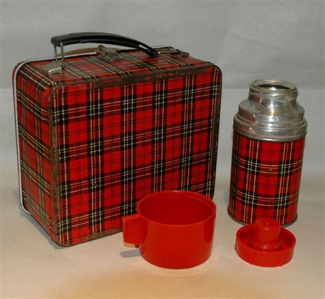 plaid metal lunch box|thermos plaid.